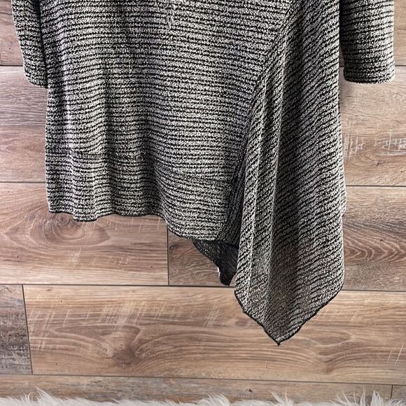 One World Ladies Scoop Neck Asymmetrical Tunic,Size Petite M,Black w Rhinestones - Picture 4 of 7